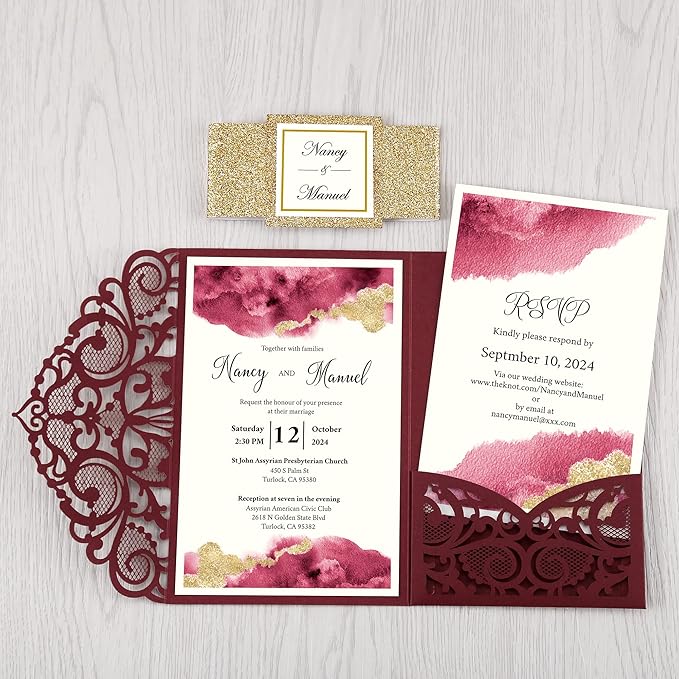 DORIS HOME 50PCS Laser Cut Wedding Invitations - Image 2