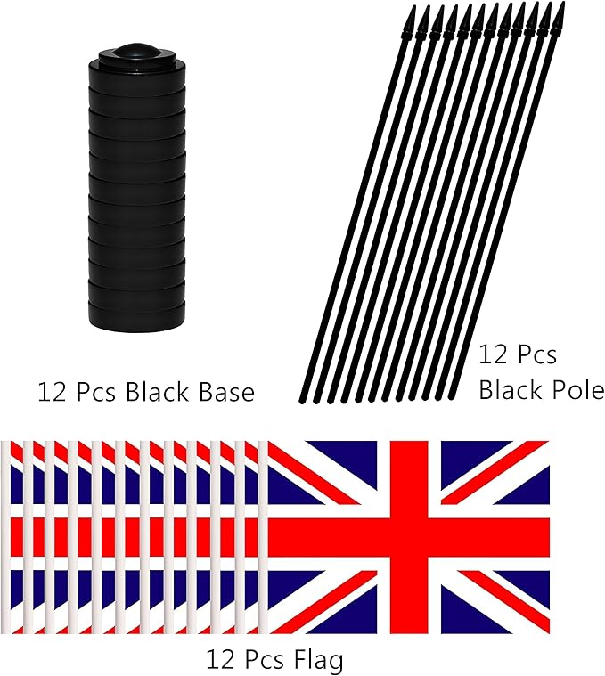 12 Pack United Kingdom Desk Flags Set, UK Small Mini Table Office Flags - Image 3