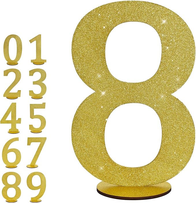 TONIFUL 11.8 Inch Gold Glitter Numbers Table Centerpieces 0-9 Birthday Party by TONIFUL