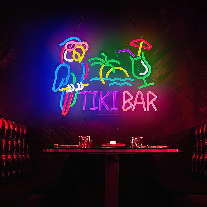 Tiki Bar Parrot Palm Tree Neon Sign - Image 6