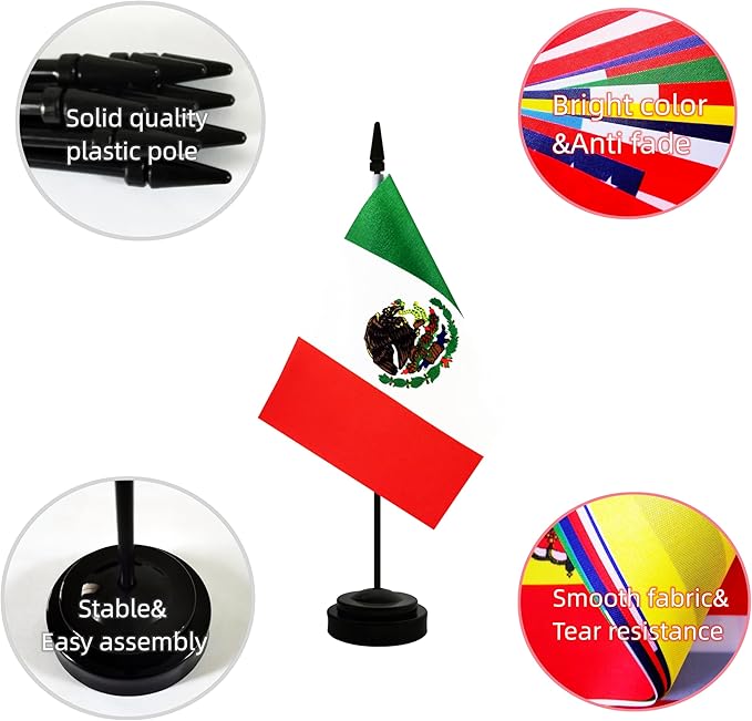 2 Pack Mexico Desk Flag, Mexican Table Office Flag - Image 3