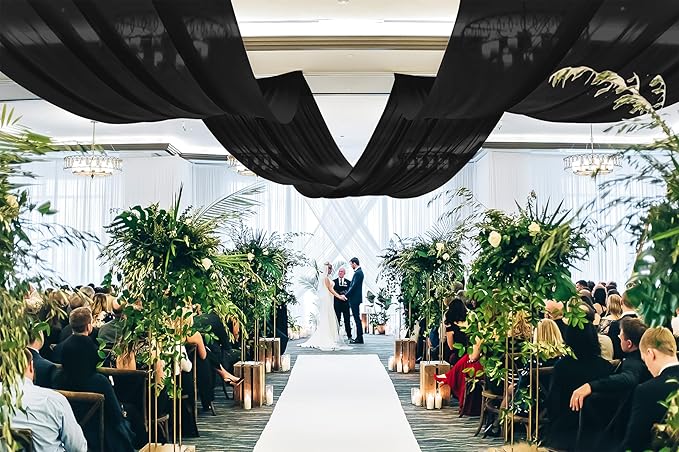 6 Panels Black Ceiling Drapes for Wedding, 5ftx30ft Ceiling Drapes Cheesecloth - Image 7