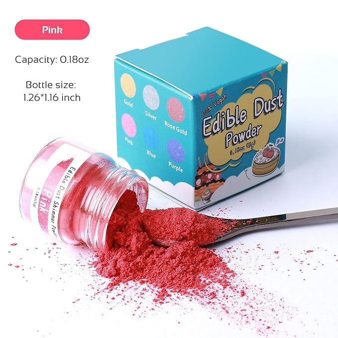 Jelife Pink Edible Luster Dust for Drinks - Image 2
