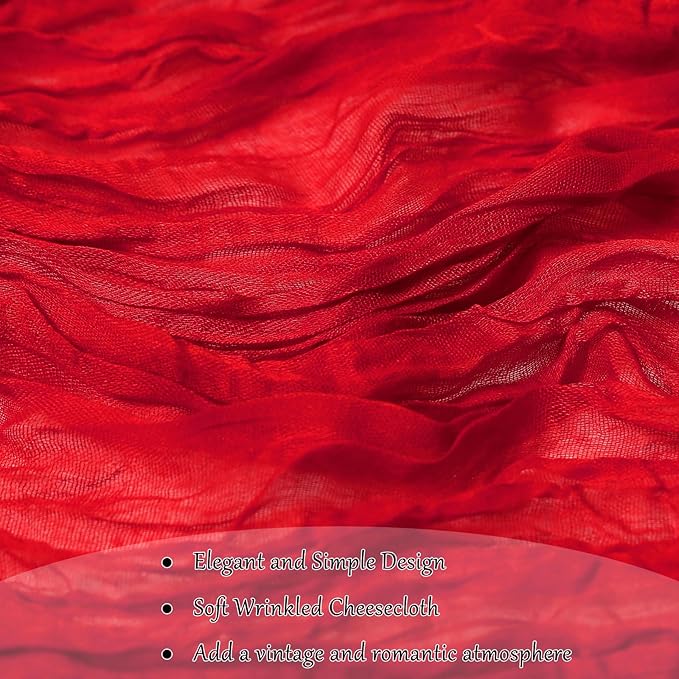 6-Pack Red Cheesecloth Table Runners – 10FT Boho Rustic Gauze Fabric Cheese - Image 5