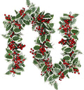 MAKHOT 6Ft Eucalyptus Garland, Artificial Red Berry Garland by MAKHOT