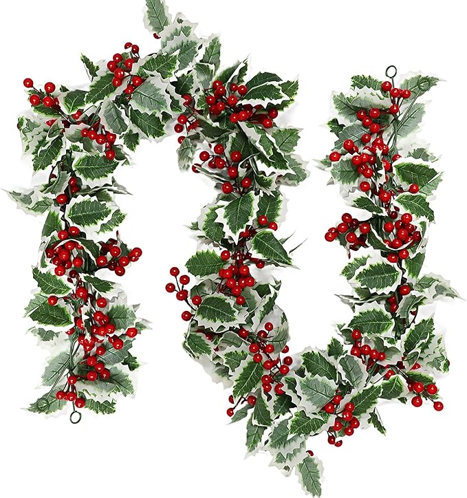 MAKHOT 6Ft Eucalyptus Garland, Artificial Red Berry Garland by MAKHOT
