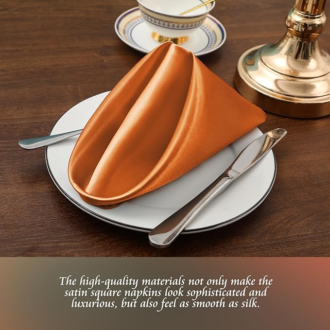 Manyshofu 60 Pieces Terracotta Satin Napkins - Image 2