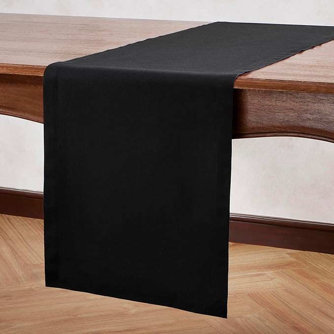Cotton Linen Table Runner 90 Inches Long – Farmhouse Black Table Runner - Image 3