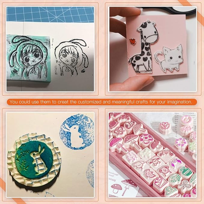Rustark 22 Pcs Mixed Rubber Stamp Carving Blocks Set - Image 6