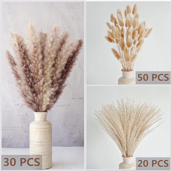 Natural Dried Pampas Grass Decor, Reed Grass Bouquet - Image 2