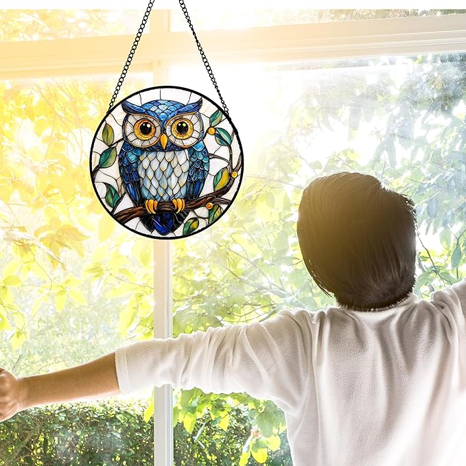 Stained Glass Window Hanging, Owl Gifts - Image 4