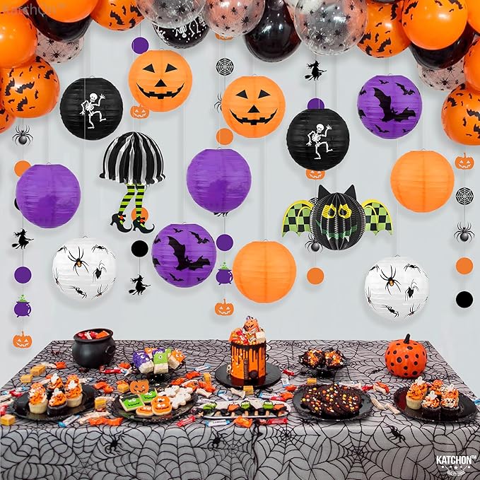KatchOn, Halloween Hanging Paper Lanterns Set - Image 8