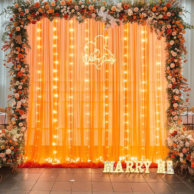 Orange Tulle Backdrop Curtain - Image 5