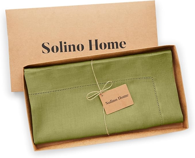 Solino Home Avocado Green Linen Tablecloth 52 x 52 Inch - Image 6