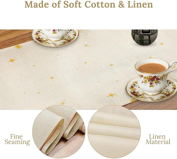 Mushroom Kitchen Table Runner, Gothic Moon Star Plants Witchy Moonlit Flower - Image 5