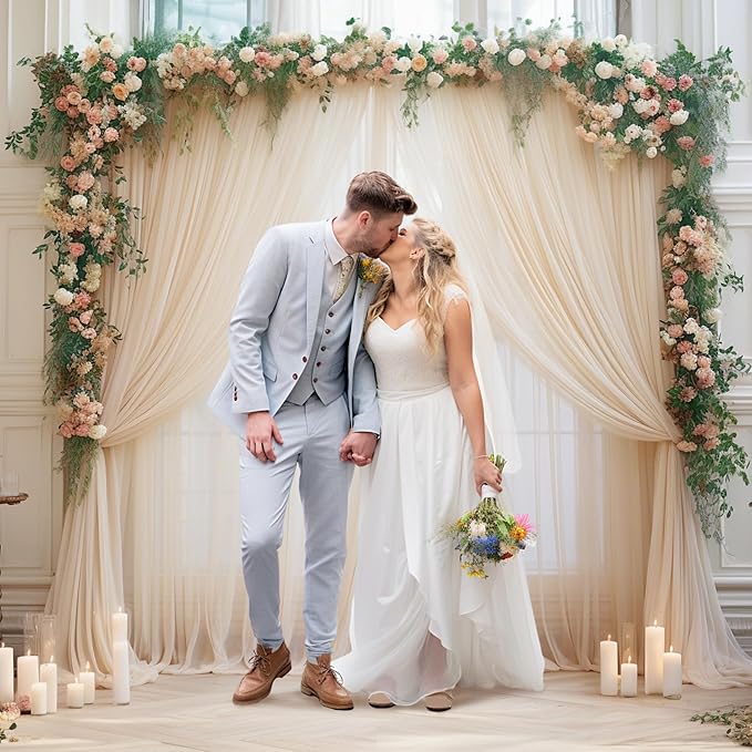 20ft X 10ft Champagne Tulle Backdrop Curtain - Image 3