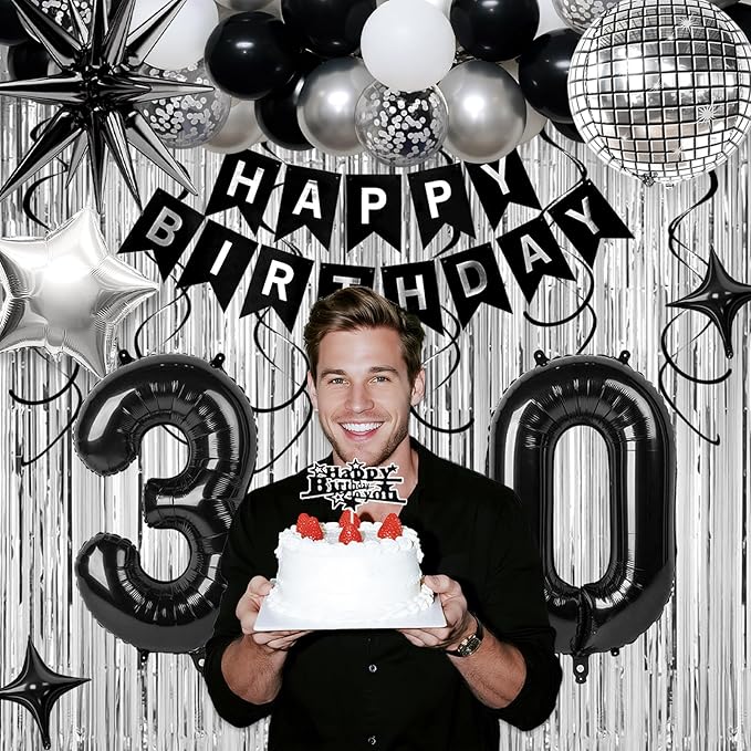 30th Birthday Decorations for Men Women, Fringe Curtains Kit - Image 3