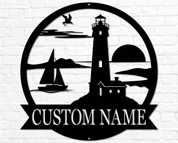 Custom Lighthouse Decor | Personalized Beach Coastal Lake House Decor | Metal - Image 4