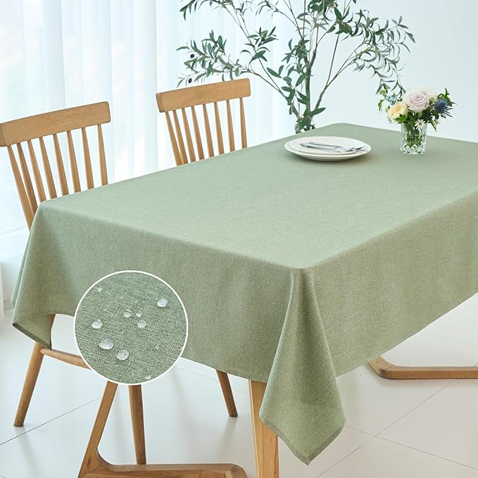 maxmill Square Tablecloth Linen Texture Stain Resistant Waterproof Wrinkle - Image 2