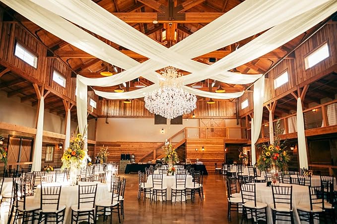 6 Panels Ivory Ceiling Drapes, 5ftx20ft Ceiling-Drapes Wedding Arch Draping by HNPSTBNO
