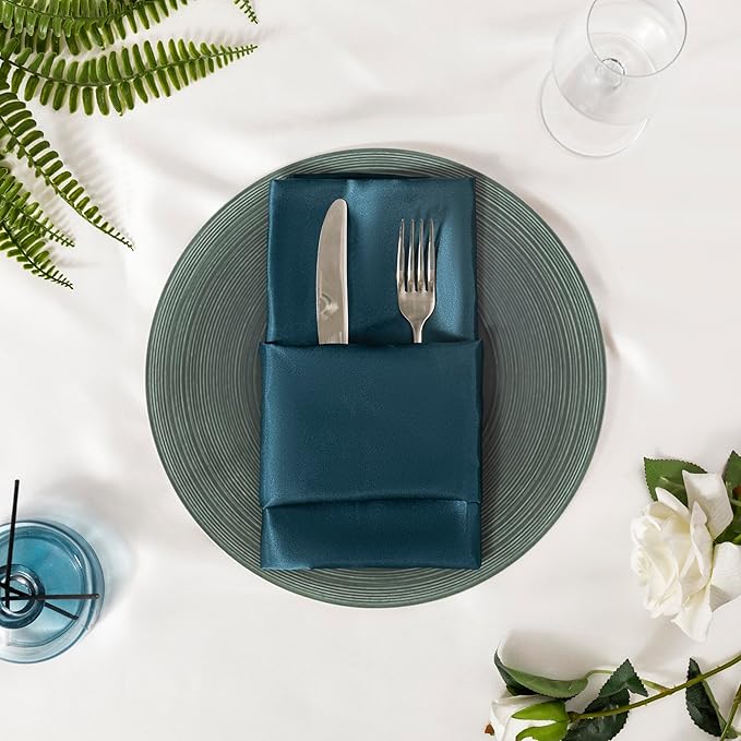 36 Pack Square Satin Dinner Napkins, 16x16 Inches Silky Soft Smooth Table Cloth - Image 4