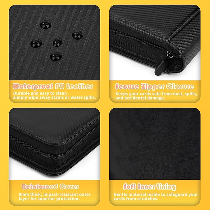 Premium 1000+ Pockets Trading Card Binder, 16-Pocket Ringless Side-Loading Album - Image 5