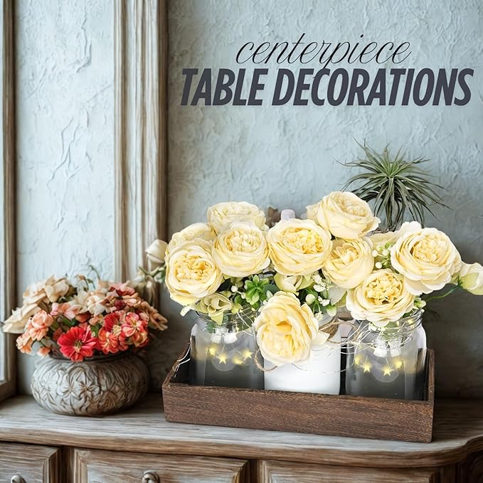 Champagne Floral Mason Jars for Centerpieces – Rustic Table Centerpiece - Image 3