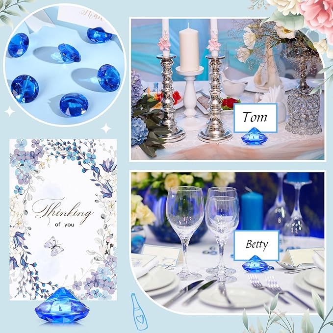 Boao 24 Pack Diamond Place Card Holders Acrylic Table Number Holder Card Stands - Image 3