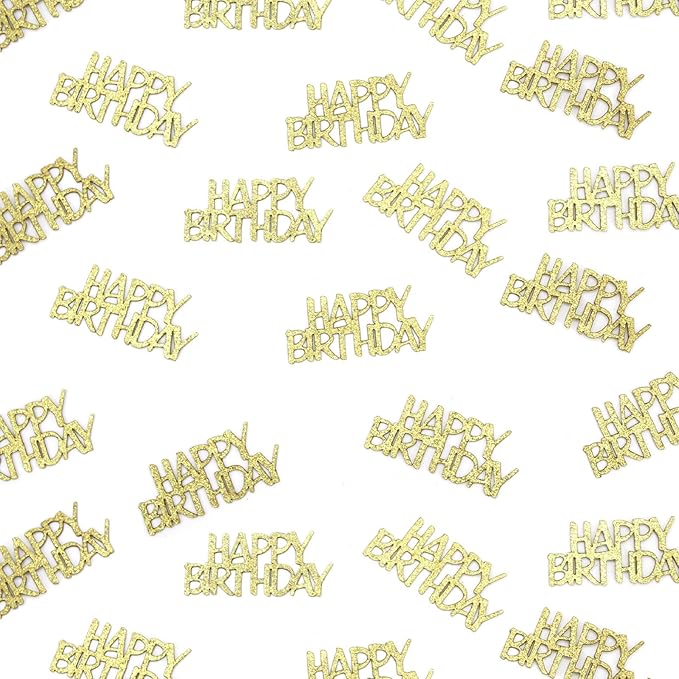Gold Happy Birthday Confetti for Tables Glitter Birthday Party Table Scatters - Image 2