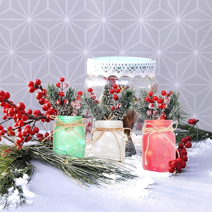 CNVOILA Christmas Centerpiece, Christmas Decor Mason Jars, Mantle Centerpiece - Image 2