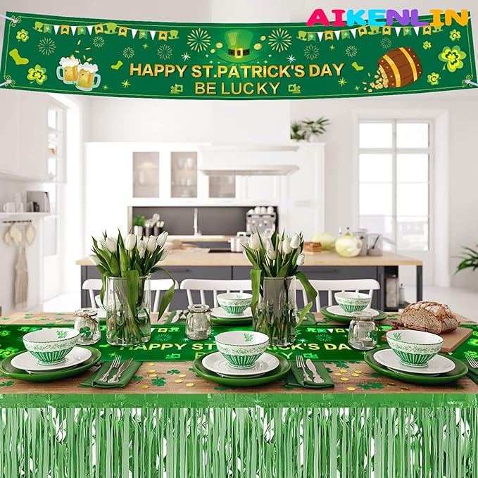 6 Pack 29x108 Inch Metallic Foil Fringe Tinsel Table Skirts Banner - Image 5