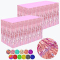 Pink Streamers Party Decorations, 2 Packs Pink Table Skirts Metallic Foil by WIEPENGLNA