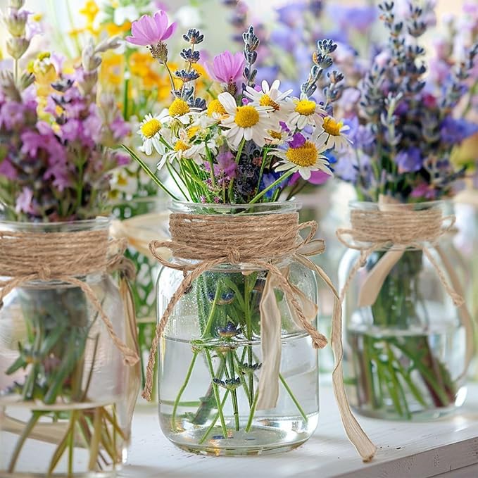 Vintage Glass Flower Vase，24 Pack Farmhouse Transparent White Glass Centerpiece - Image 6