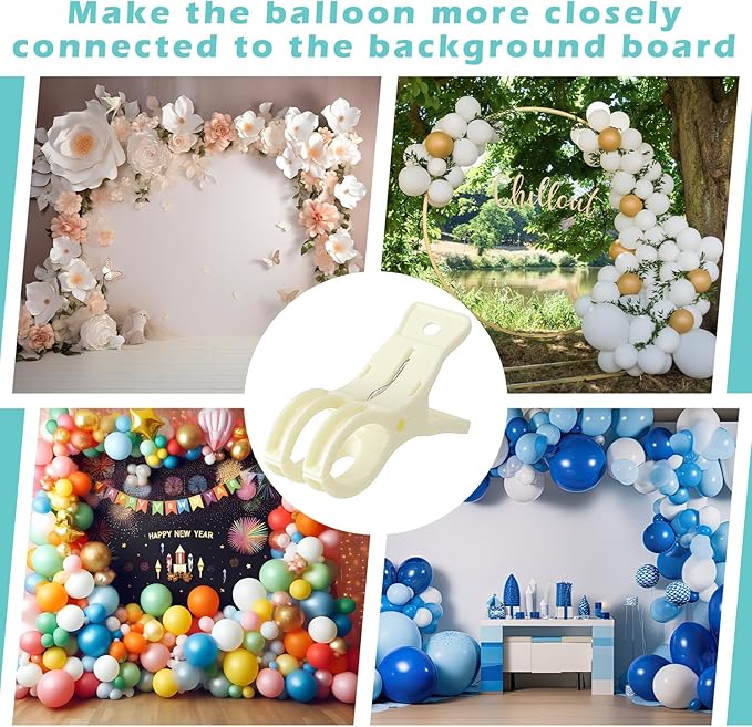 LemonRoad 10 Pack Large Balloon Arch Clips Plastic Transparent Backdrop Spring - Image 6