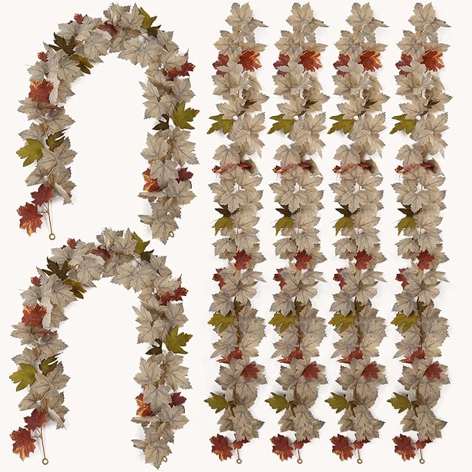 PARTY JOY 6PCS Leaf Garland, 5.6Ft Halloween Garland Artificial Maple Leaf by Unknown