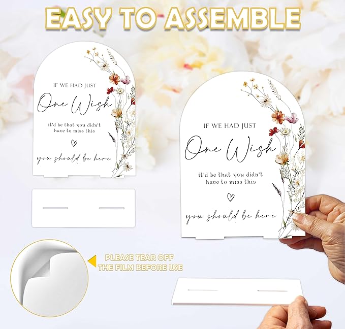 Boho Floral Wedding Memorial Sign, 6 x 8 Inch White Arch Acrylic Wedding Sign - Image 3