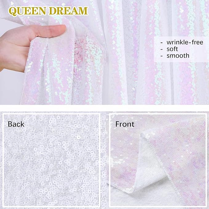 White Iridescent Sequin Curtains 10ftx10ft Photo Booths Backdrop - Image 6