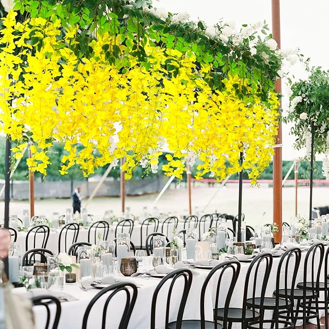 24 Pack Artificial Fake Wisteria Vine Ratta Hanging Garland Silk Flowers String - Image 4