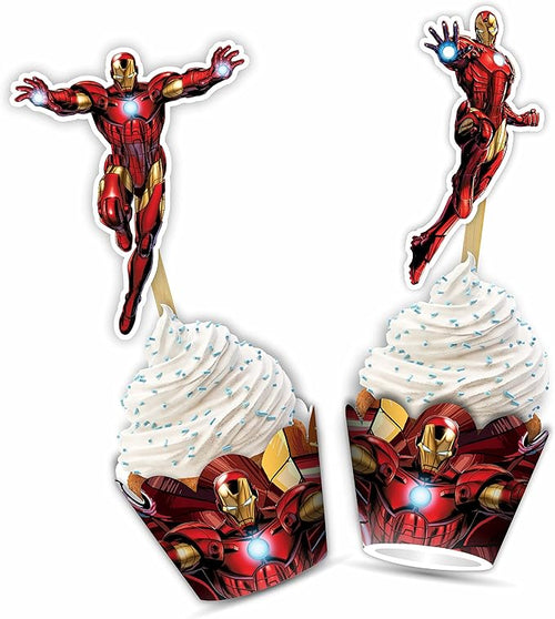 "Irn Man Cupcake Wrapper – Theme Birthday Party Supplies – Cartoon Inspired by Seyal