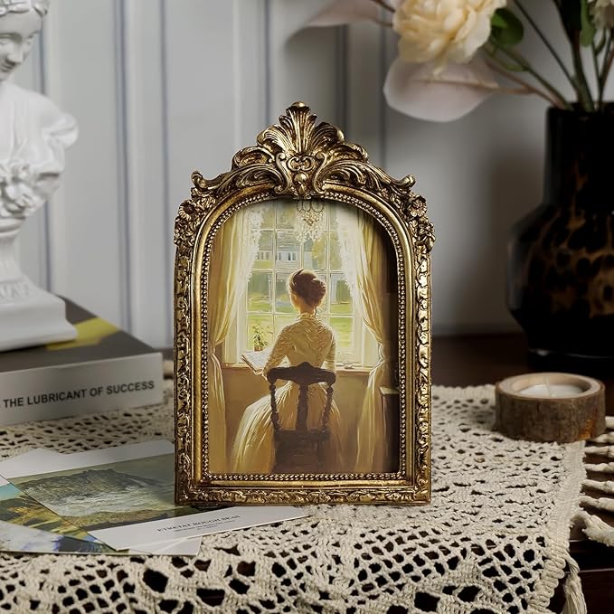 Cuspin Vintage 4x6 Picture Frame, Antique Arched Photo Frame - Image 2
