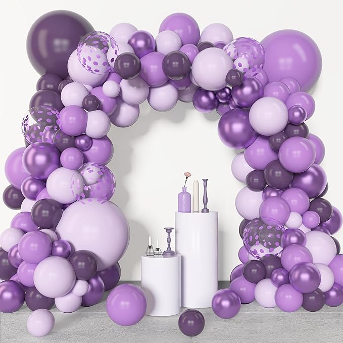 Amandir 153pcs Purple Balloon Garland Arch Kit, Different Sizes 18 12 10 5 inch - Image 7