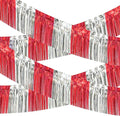 4 Pack 10 Feet Red Silver Foil Fringe Garland Metallic Tinsel Streamers Banner by ILHSTY