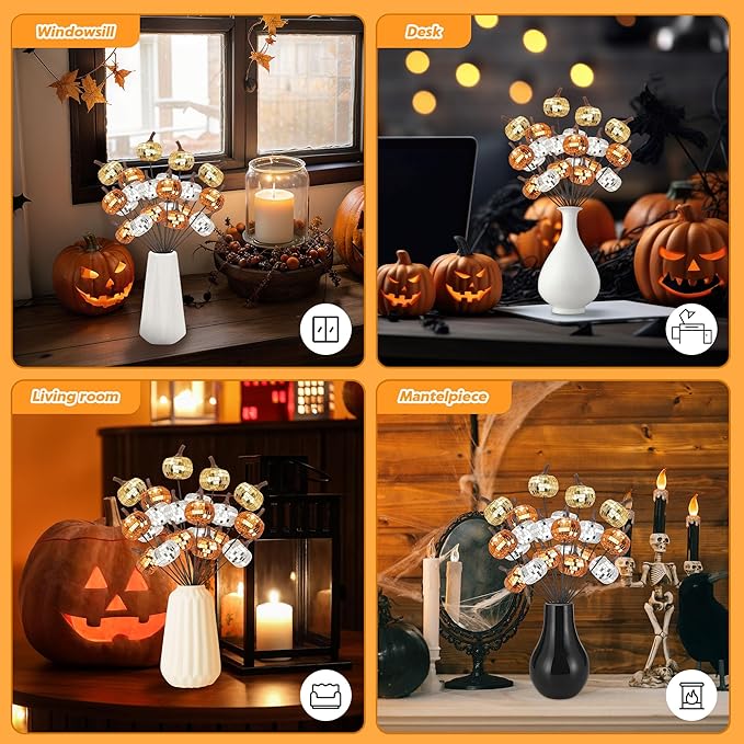 20Pcs Disco Halloween Decor, Disco Pumpkin Table Decoration, 14 Inch Artificial - Image 6