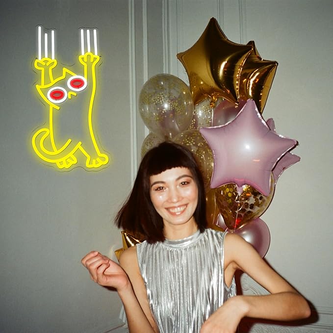 Falling Cat Neon Sign Funny Cat LED Light Sign Wall Decoration Dimmable Animal - Image 7