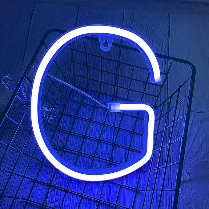 ENUOLI Blue LED Neon Letter Light, USB Batteries Operated Letter Sign - Image 2