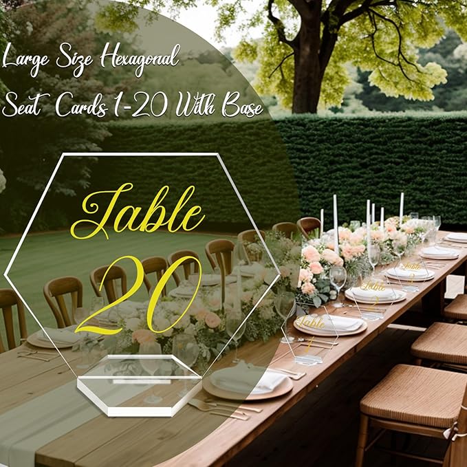 OurWarm Large Acrylic Wedding Table Numbers 1-20, Elegant Printed Calligraphy - Image 5