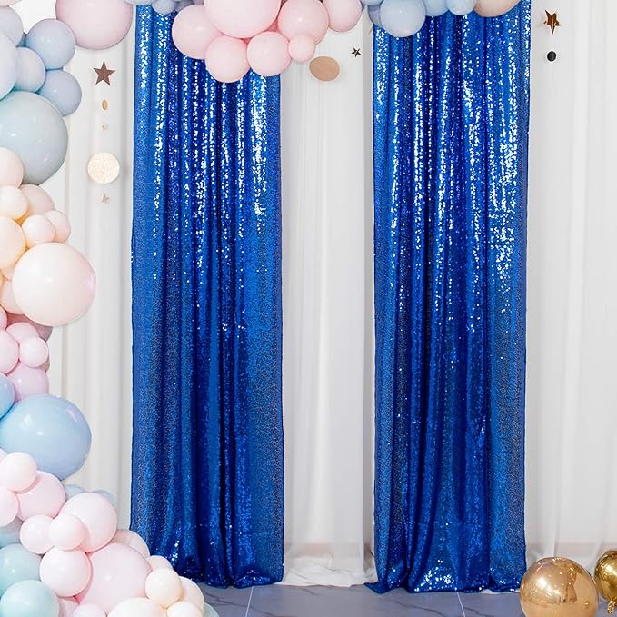 ShinyBeauty Silver and Blue Sequin Backdrop - Image 2