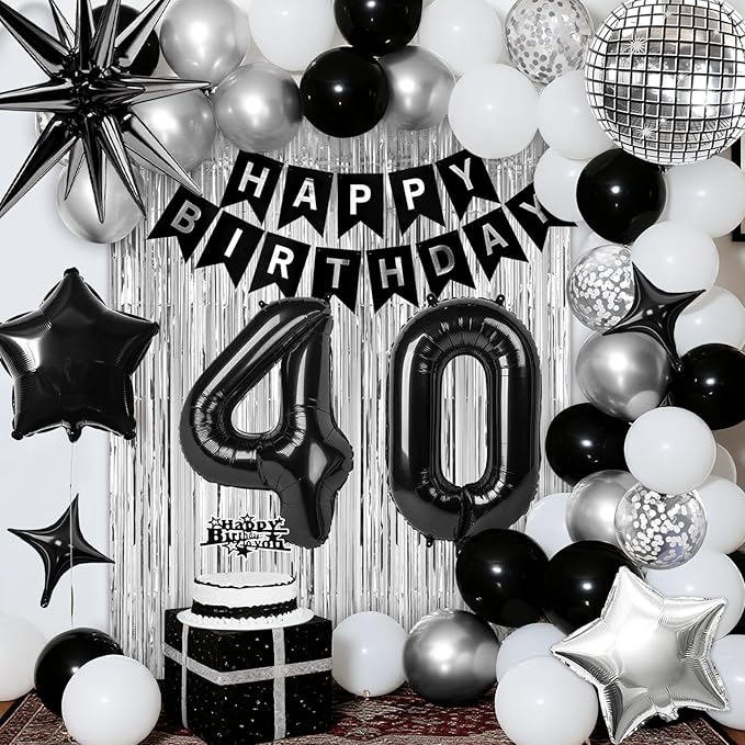 40th Birthday Decorations for Men Women, Fringe Curtains Kit - Image 7