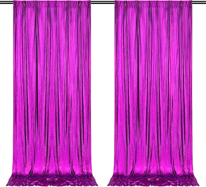 Back Drop Curtains for Parties 9.6x8FT Purple Background Drapes Shimmer Photo by MoKoHouse
