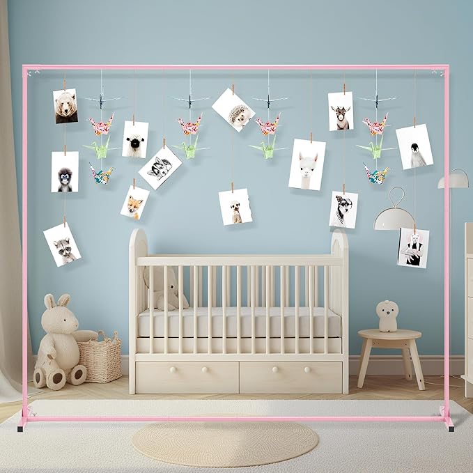 Walensee 7.9FTx6.6FT Pink Wedding Arch Backdrop Stand, Adjustable Square Metal - Image 9